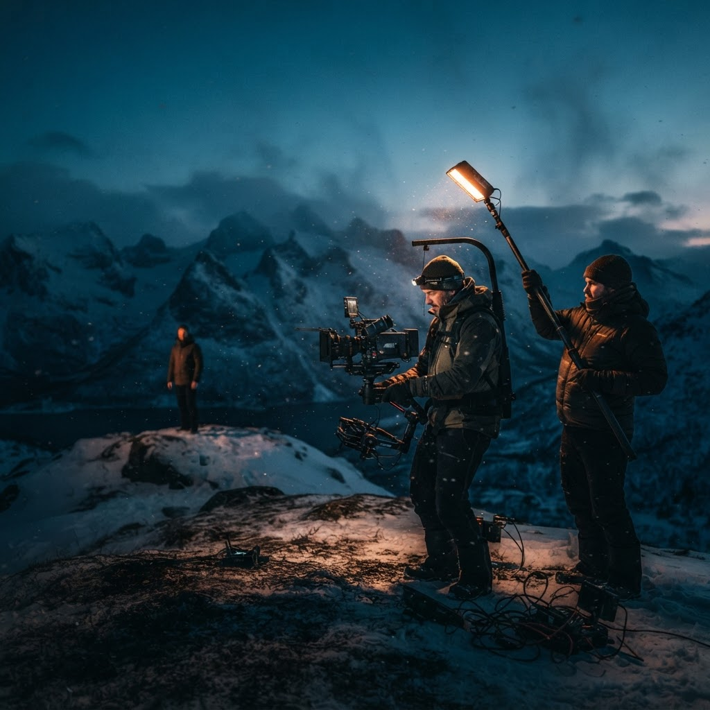 Josu Media crew filming on location in the Norwegian mountains
